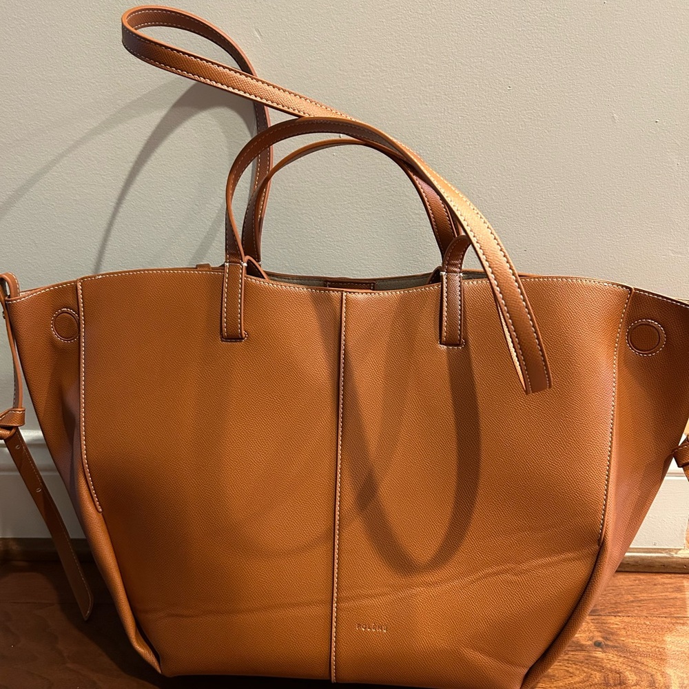 Leather Tote Bag in Tan with Dual Handles